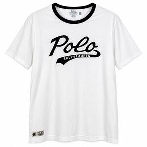 Polo Ralph Lauren Logo Ringer T Shirt  Men’s Large Custom Slim Fit White Black